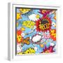 Comic Book Explosion Pattern, Vector Illustration-RomanYa-Framed Art Print