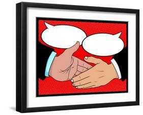 Comic Book Handshake-jorgenmac-Framed Art Print