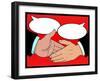 Comic Book Handshake-jorgenmac-Framed Art Print