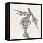 Comic-Book Style Cyborg Hero.-RYGER-Framed Stretched Canvas