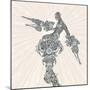 Comic-Book Style Cyborg Hero.-RYGER-Mounted Art Print