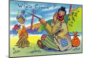 Comic Cartoon - Bum Cooking A Can; What's Cookin?-Lantern Press-Mounted Art Print