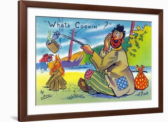 Comic Cartoon - Bum Cooking A Can; What's Cookin?-Lantern Press-Framed Art Print