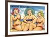 Comic Cartoon - Busty Bathing Beauties-Lantern Press-Framed Art Print