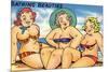 Comic Cartoon - Busty Bathing Beauties-Lantern Press-Mounted Art Print