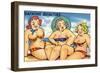 Comic Cartoon - Busty Bathing Beauties-Lantern Press-Framed Art Print