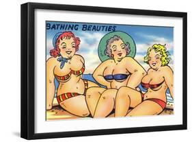 Comic Cartoon - Busty Bathing Beauties-Lantern Press-Framed Art Print