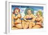 Comic Cartoon - Busty Bathing Beauties-Lantern Press-Framed Art Print