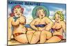Comic Cartoon - Busty Bathing Beauties-Lantern Press-Mounted Art Print