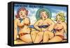 Comic Cartoon - Busty Bathing Beauties-Lantern Press-Framed Stretched Canvas
