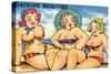 Comic Cartoon - Busty Bathing Beauties-Lantern Press-Stretched Canvas