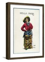 Comic Cartoon - Cowgirl Saying Hello, Pard-Lantern Press-Framed Art Print