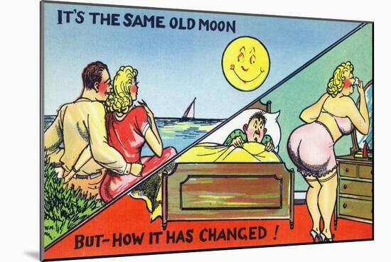 Comic Cartoon - Cute Couple; Same Old Moon, How it Has Changed-Lantern Press-Mounted Art Print