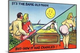 Comic Cartoon - Cute Couple; Same Old Moon, How it Has Changed-Lantern Press-Mounted Art Print