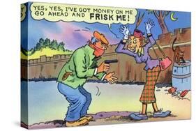 Comic Cartoon - Dirty Old Lady Wants Robber to Frisk Her-Lantern Press-Stretched Canvas