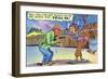 Comic Cartoon - Dirty Old Lady Wants Robber to Frisk Her-Lantern Press-Framed Art Print