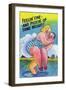 Comic Cartoon - Feelin' Fine and Picking Up Weight; Man Lifts Big Girl-Lantern Press-Framed Art Print