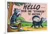 Comic Cartoon - Hello from One Stinker to Another; Two Skunks-Lantern Press-Framed Art Print