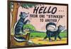 Comic Cartoon - Hello from One Stinker to Another; Two Skunks-Lantern Press-Framed Art Print