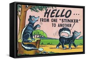 Comic Cartoon - Hello from One Stinker to Another; Two Skunks-Lantern Press-Framed Stretched Canvas