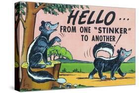 Comic Cartoon - Hello from One Stinker to Another; Two Skunks-Lantern Press-Stretched Canvas