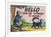 Comic Cartoon - Hello from One Stinker to Another; Two Skunks-Lantern Press-Framed Premium Giclee Print