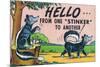 Comic Cartoon - Hello from One Stinker to Another; Two Skunks-Lantern Press-Mounted Premium Giclee Print