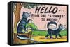 Comic Cartoon - Hello from One Stinker to Another; Two Skunks-Lantern Press-Framed Stretched Canvas