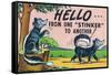 Comic Cartoon - Hello from One Stinker to Another; Two Skunks-Lantern Press-Framed Stretched Canvas