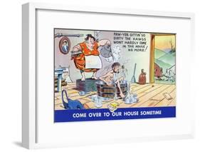 Comic Cartoon - Hillbillies; Pa Gets so Dirty, the Hogs Won't Stay inside-Lantern Press-Framed Art Print