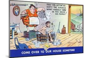 Comic Cartoon - Hillbillies; Pa Gets so Dirty, the Hogs Won't Stay inside-Lantern Press-Mounted Art Print