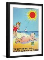 Comic Cartoon - Hot Sun Putting Healthy Glow on Cheeks-Lantern Press-Framed Art Print