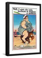 Comic Cartoon - I Ain't the Only Jackass to Support a Woman; Large Lady on Burro-Lantern Press-Framed Art Print