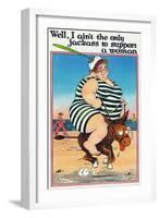 Comic Cartoon - I Ain't the Only Jackass to Support a Woman; Large Lady on Burro-Lantern Press-Framed Art Print