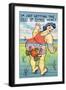 Comic Cartoon - Large Lady Just Getting the Feel; Crab Pinching Butt-Lantern Press-Framed Art Print