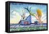 Comic Cartoon - Mermaid Hits Sailor as She Jumps-Lantern Press-Framed Stretched Canvas