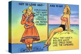 Comic Cartoon - Mother Hubbard Pun; Girls at the Beach Used to Dress Like Mother Hubbard-Lantern Press-Stretched Canvas