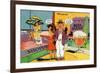 Comic Cartoon - Shopping Scene; Woman Says Look Dear, Husband Says Look Beer-Lantern Press-Framed Art Print