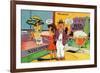 Comic Cartoon - Shopping Scene; Woman Says Look Dear, Husband Says Look Beer-Lantern Press-Framed Art Print