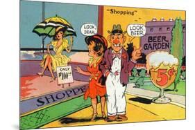 Comic Cartoon - Shopping Scene; Woman Says Look Dear, Husband Says Look Beer-Lantern Press-Mounted Art Print