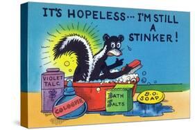 Comic Cartoon - Skunk Bathing; It's Hopeless, I'm Still a Stinker-Lantern Press-Stretched Canvas