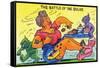 Comic Cartoon - The Battle of the Bulge; Woman Eating Snacks-Lantern Press-Framed Stretched Canvas