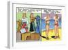 Comic Cartoon - Women Pack Too Much, Then Wear Too Little-Lantern Press-Framed Art Print