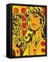 Comic Girl-Abstract Graffiti-Framed Stretched Canvas