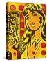 Comic Girl-Abstract Graffiti-Stretched Canvas