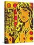 Comic Girl-Abstract Graffiti-Stretched Canvas