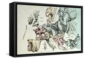 Comic Map of Europe by Frederick Rose, c.1870-null-Framed Stretched Canvas