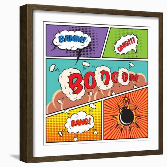 Comic Speech Bubbles-Macrovector-Framed Art Print