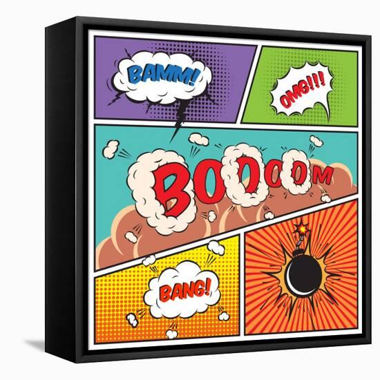 Comic Speech Bubbles-Macrovector-Framed Stretched Canvas