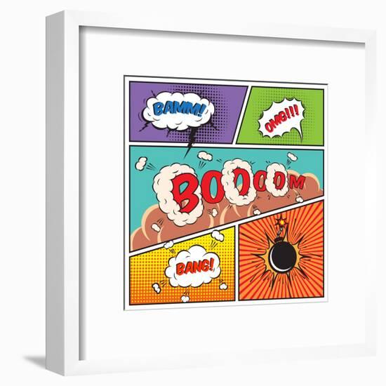 Comic Speech Bubbles-Macrovector-Framed Art Print